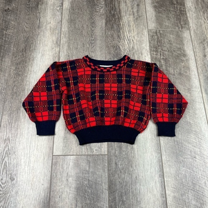 Pomodoro Kids Red Plaid Sweater‎